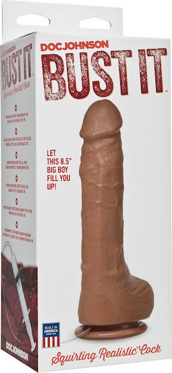 Doc Johnson Bust It Ρεαλιστικό Dildo με Βεντούζα και Δυνατότητα Εκσπερμάτωσης Καφέ 22cm