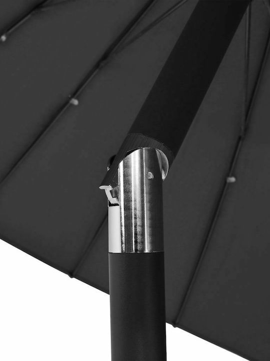Round Aluminum Garden Umbrella Black Diameter 2.7m