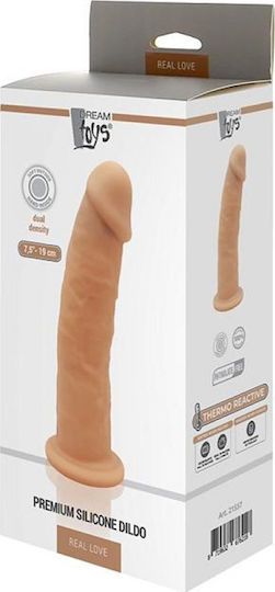Dream Toys Real Love Premium Silicone Dildo Thermo Reactive Glass Dildo With Suction Cup Flesh 19cm