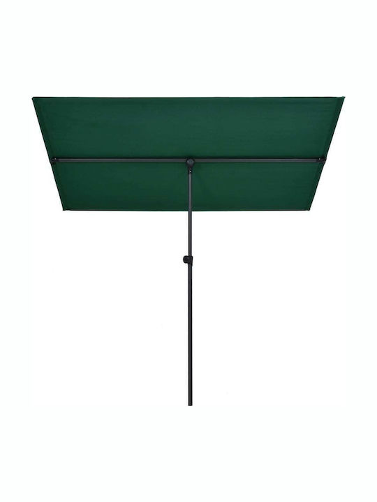 Professional Garden & Terrace Floor Aluminium Square Parasol with Stand Green L1.8xW1.3xH2.15m