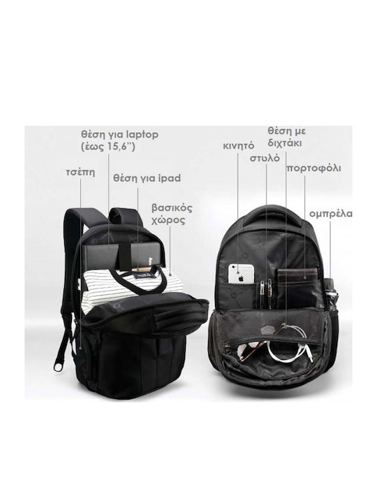 Tigernu Lavor 3105 Waterproof Backpack for Laptop 15.6" with USB Port Black