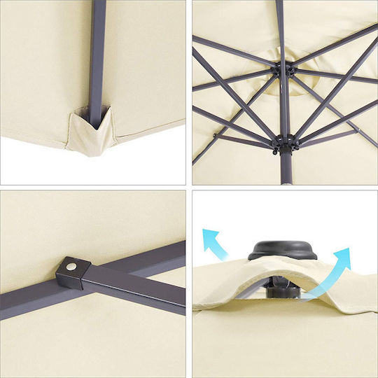 Circular Garden Parasol Metal White 3x2.52m