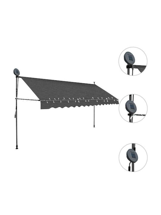 vidaXL Terrace Freestanding Tent with LED Light Charcoal 3.5x1.2cm
