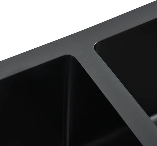 vidaXL Drop-In Sink Inox Brushed W76xD44cm Black