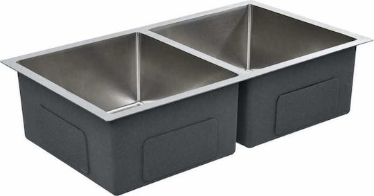 vidaXL Drop-In Sink Inox Brushed W76xD44cm Silver