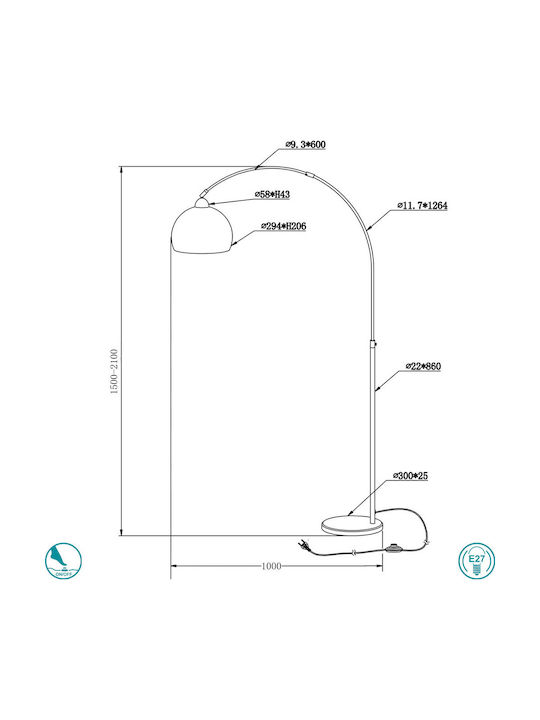 Trio Lighting Junior II Φωτιστικό Δαπέδου Υ210xΜ30εκ. με Ντουί για Λαμπτήρα E27 Λευκό