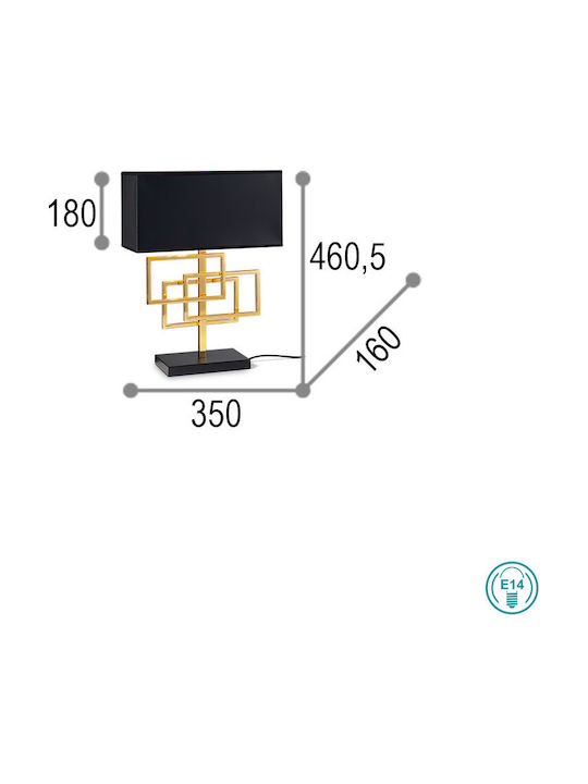 Ideal Lux Luxury TL1 Μεταλλικό Πορτατίφ για Ντουί E14 με Μαύρο Καπέλο και Χρυσή Βάση