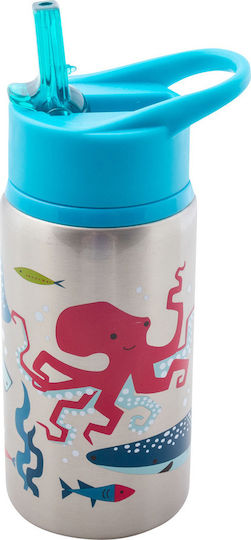 Stephen Joseph Kids Water Bottle Aluminium with Straw Light Blue 532ml