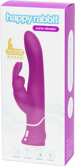Happy Rabbit Curve Vibrator Mini Δονητής Rabbit 25.4cm Purple