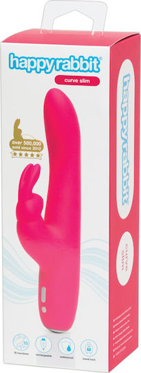 Happy Rabbit Curve Slim Vibrator Iepurele 24cm Roz