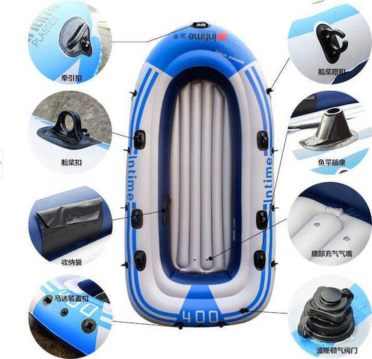 INTIME Inflatable Boat For 4 Adults White With 2 Paddles & Pump 272x152cm