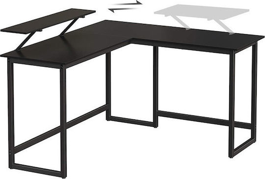 Ecke Schreibtisch Holz Schwarz mit Metallbeinen 140x130x76cm