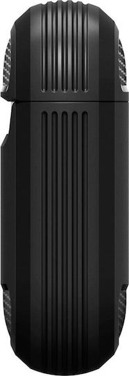 Spigen Rugged Armor Θήκη Σιλικόνης με Γάντζο σε Μαύρο χρώμα για Apple AirPods