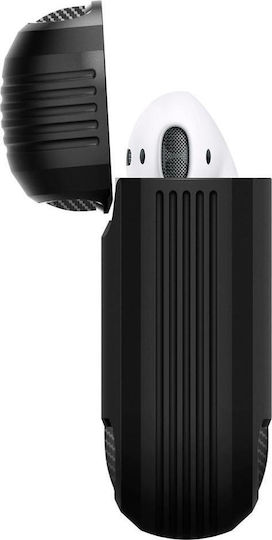 Spigen Rugged Armor Θήκη Σιλικόνης με Γάντζο σε Μαύρο χρώμα για Apple AirPods