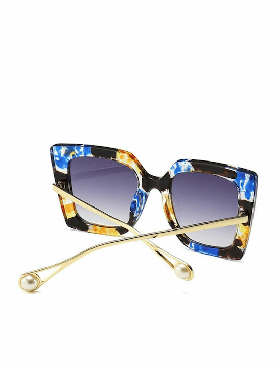 Martinez Florence Women's Sunglasses with Multicolour Frame and Blue Gradient Lens