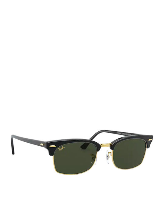 Ray Ban Clubmaster Square Unisex Sunglasses with Black Frame and Green Lens RB3916 130331
