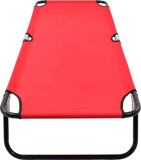 vidaXL Folding Steel Sunbed Foldable Steel Beach Sunbed Red 190x58x28cm