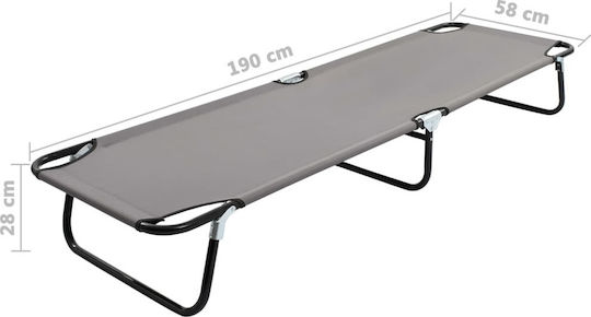 vidaXL Foldable Steel Beach Sunbed Gray 190x58x28cm