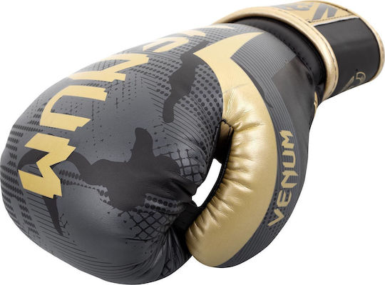 Venum Elite Boxing Gloves made of Synthetic Leather for Match Camo/Gold