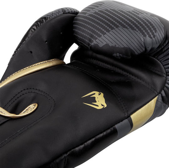 Venum Elite Boxing Gloves made of Synthetic Leather for Match Camo/Gold