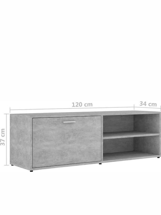 TV-Möbel Hölzernes Gray L120xB34xH37cm