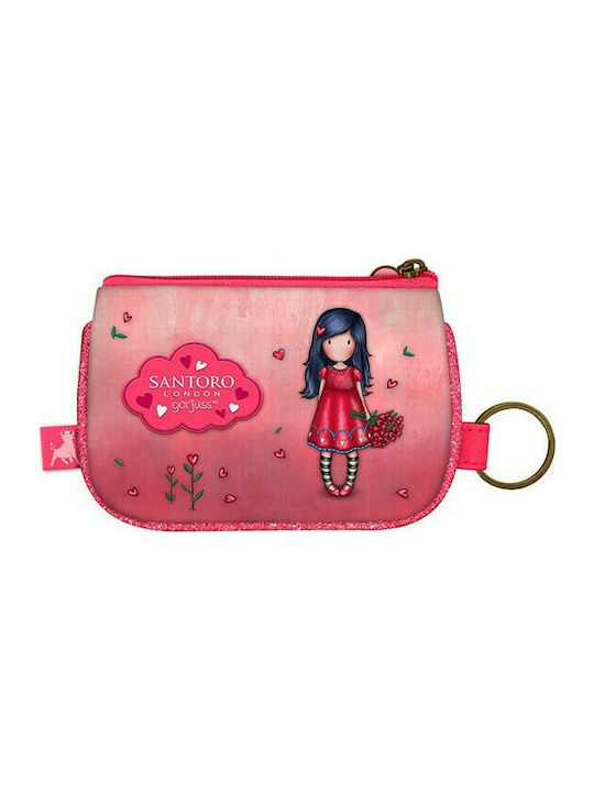 Santoro Sparkle And Bloom Love Grows Kids' Wallet Coin with Zipper & Keychain for Girl Red 1044GJ04