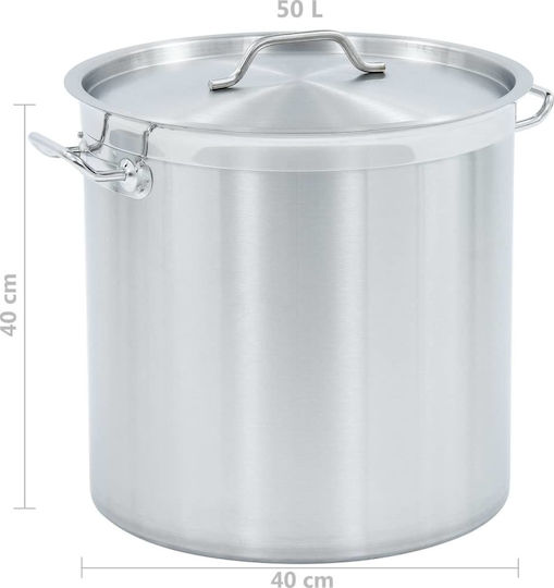 vidaXL Ανοξείδωτη Μαρμίτα Χωρητικότητας 50lt με Διάμετρο 40εκ. και Ύψος 40εκ.