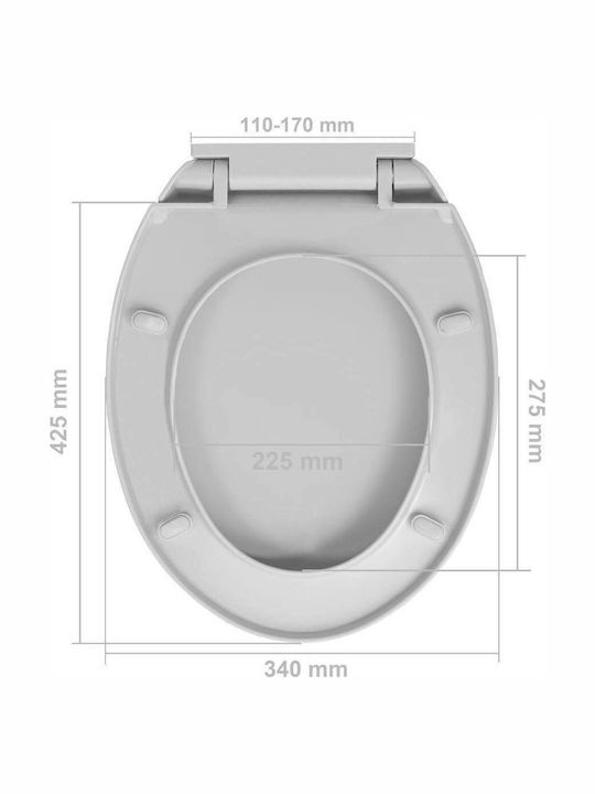vidaXL Toilettenbrille Schlank Soft-Close Kunststoff 46x34cm Gray