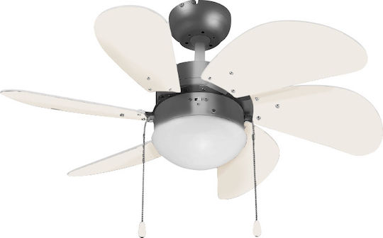 Gruppe J36009-XY-1L 92cm Ceiling Fan With Multicolored Light Fixture Silver