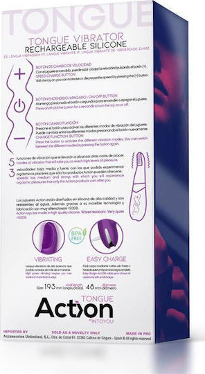 Action No 6 Tongue Vibrator Klitoris Vibrator 19.3cm Purple