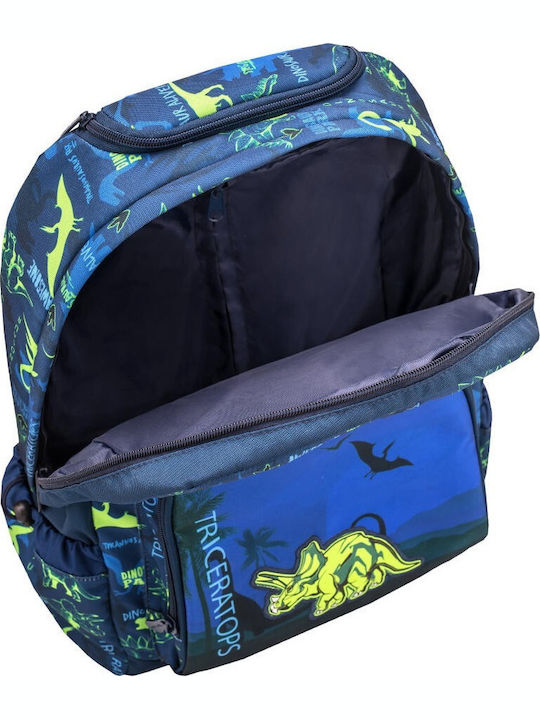 Belmil Dino Triceratops School Bag Trolley Elementary, Elementary Blue 15Liters
