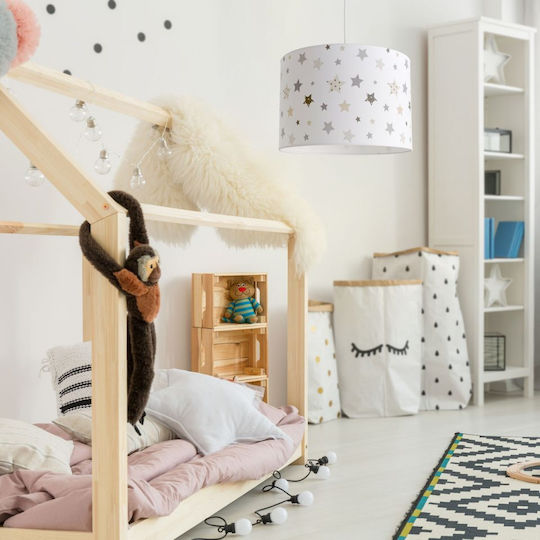 Veis Kids Fabric Single Ceiling Light E27 Little Stars Beige 60W