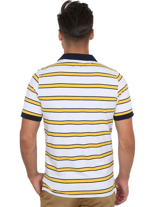 Guess Bluza Bărbătească cu Mânecă Scurtă Polo Yellow / White