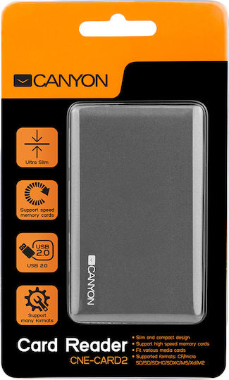 Canyon CRD-2 Card Reader USB 2.0 για SD/MemoryStick/CompactFlash/xD