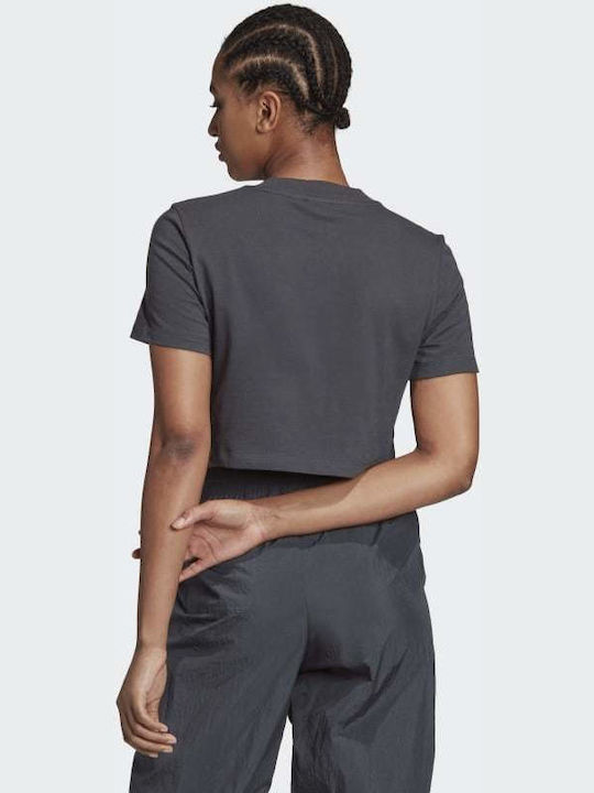 Adidas Trefoil Women's Athletic Crop Top Short Sleeve Black