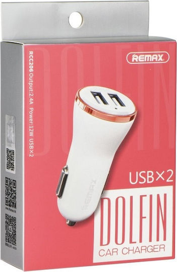 Remax Încărcător Auto 2.4A cu Porturi: 2xUSB Aur Culoare