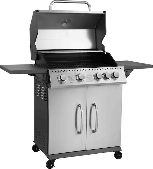 Thermogatz Elite Gs Gas Grill with Cast Iron Grate 70x42cm with 4 Burners 12kW and Side Burner 2.5kW