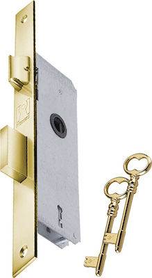 Domus Χωνευτή Κλειδαριά 40mm με 2 Κλειδιά σε Χρυσό Χρώμα 80140