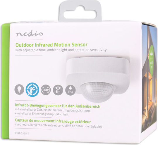 Nedis Ασύρματος Αισθητήρας Κίνησης Υπερύθρων 360° Εμβέλειας 8m
