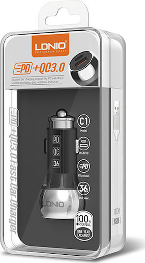 Ldnio C1 Car Charger 36W with One Port 1xUSB-A with Micro-USB Cable Grey Color