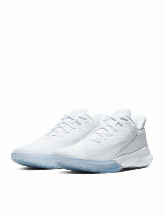Nike Precion IV Χαμηλά Μπασκετικά Παπούτσια Λευκά