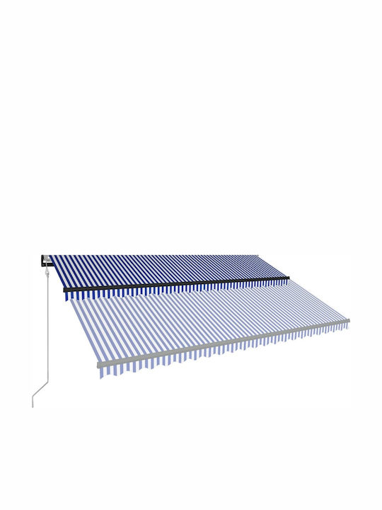 vidaXL Zelt Terrasse mit LEDs & Wind Sensor Blue / White 5x3m