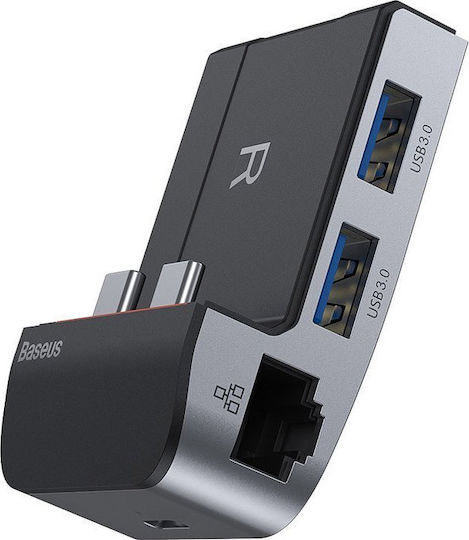 Baseus Armor Age Docking Station με Διπλό USB-C HDMI 4K PD Ethernet Γκρι