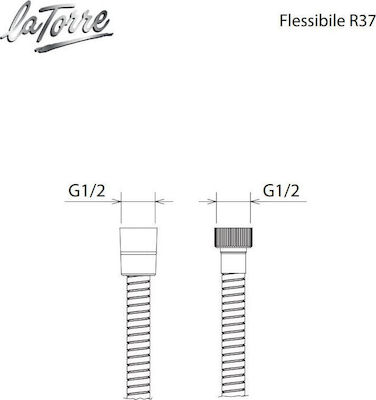 La Torre New Tech Furtun de duș spiralat Inox 150cm Argint