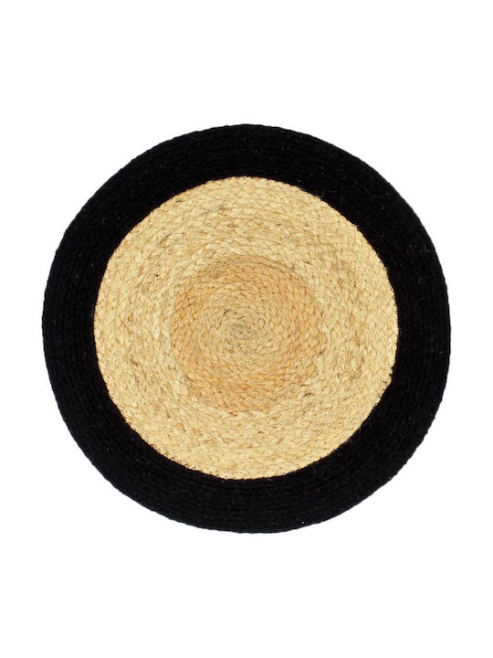 vidaXL Placemats Rotund Wicker Natural/Black 6buc