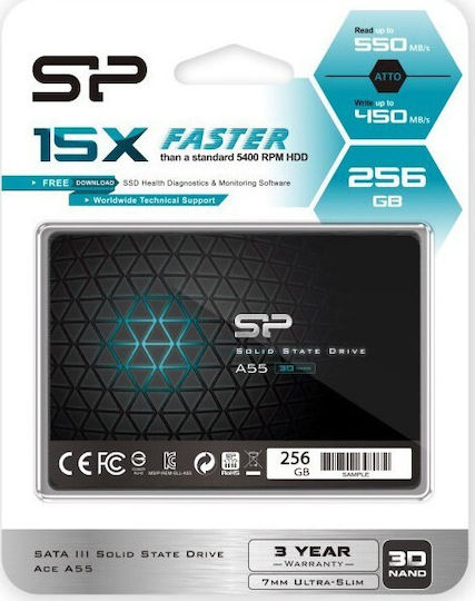 Silicon Power Ace A55 SSD 256GB Type 2.5'' with SATA III Connection SP256GBSS3A55S25