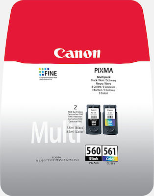 Canon PG-560/CL-561 Πακέτο 2 Μελανιών Εκτυπωτή InkJet Πολλαπλό (Color) / Μαύρο (3713C006)