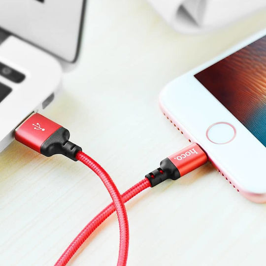 Hoco Braided USB to Lightning Cable Κόκκινο 1m (X14)