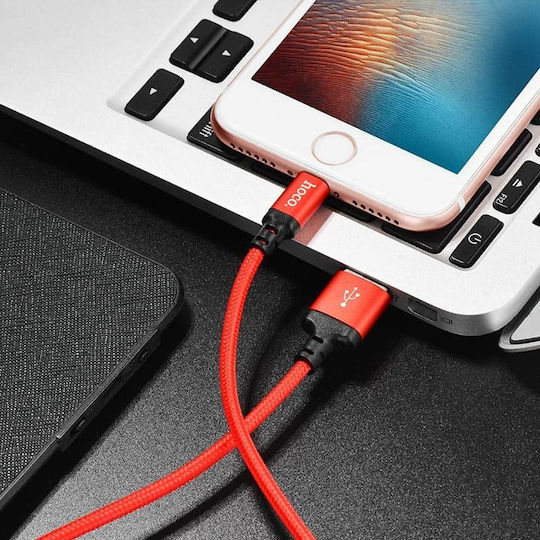 Hoco Braided USB to Lightning Cable Κόκκινο 1m (X14)