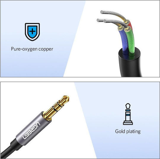 Ugreen 3.5mm Male to 3.5mm Female Audio Cable Silver 1m with Gold Plated Terminals 10592